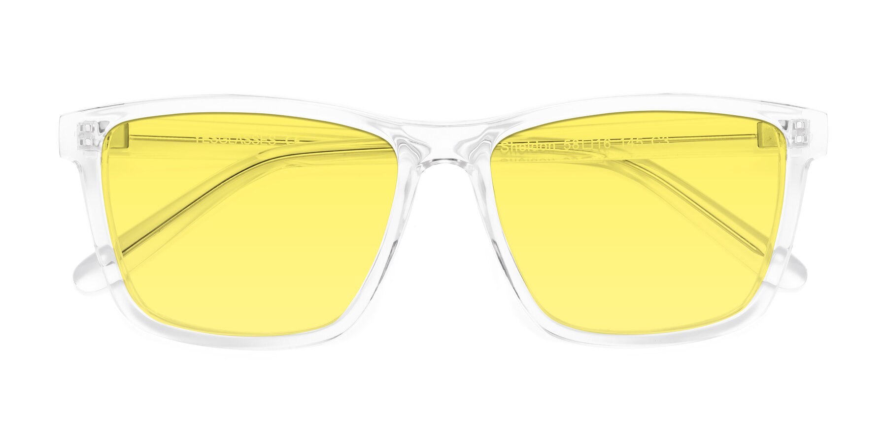 Folded Front of Sheldon in Clear with Medium Yellow Tinted Lenses