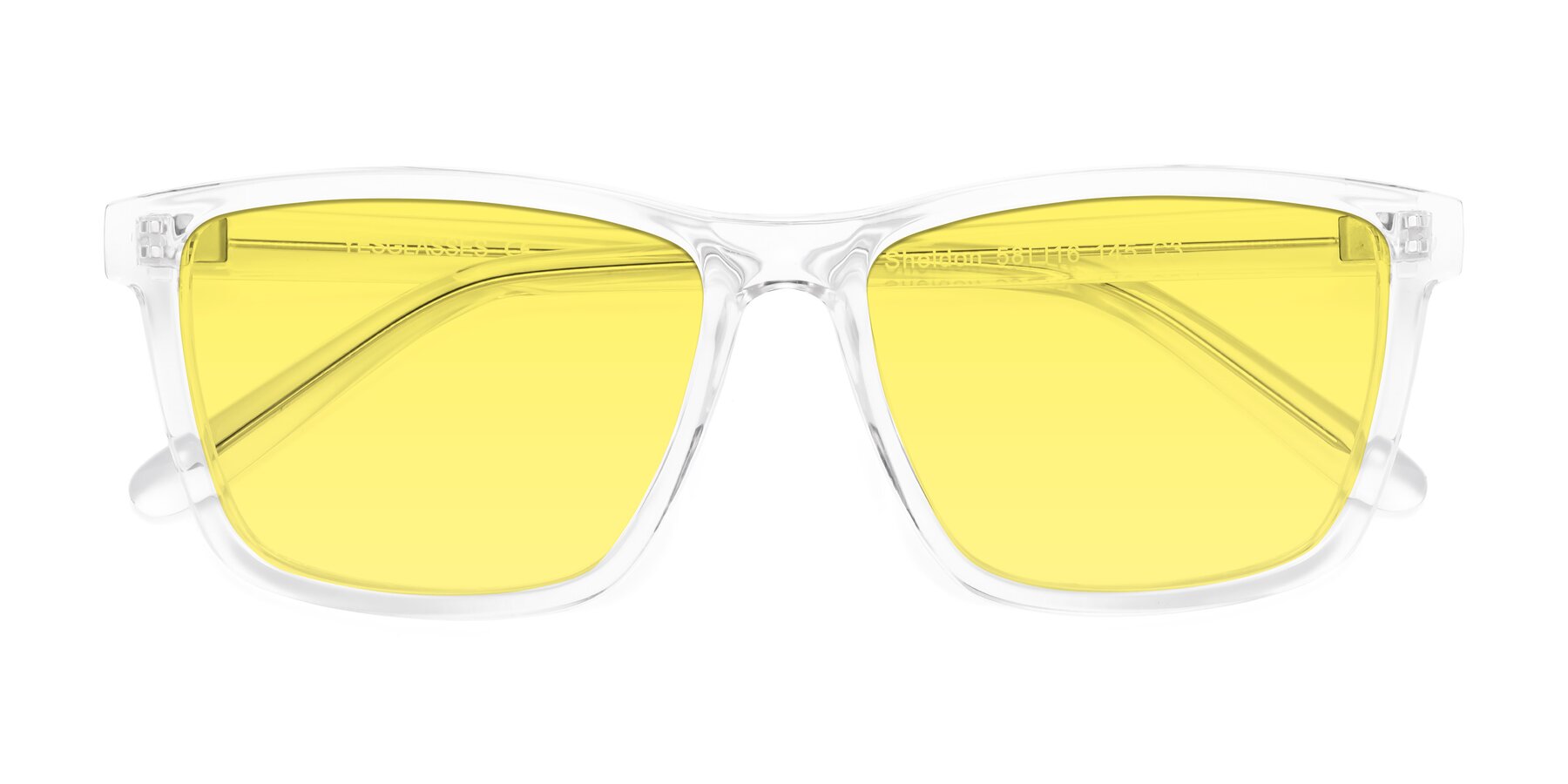 Clear Oversized Grandpa Square Tinted Sunglasses with Medium Yellow
