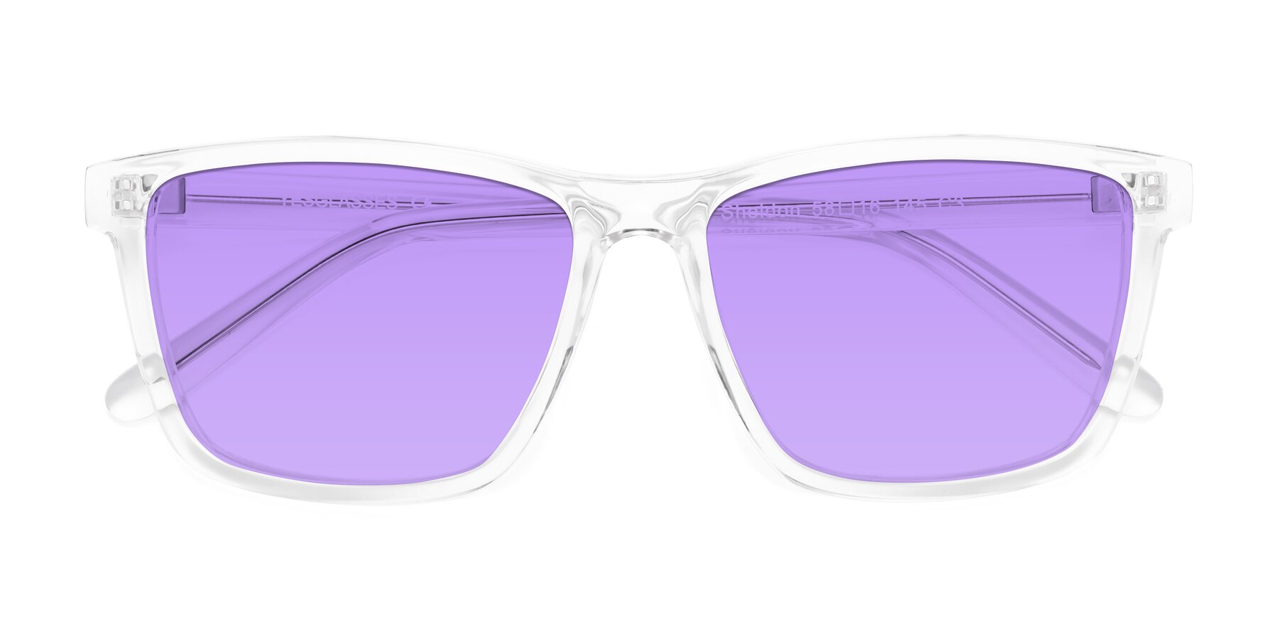 Folded Front of Sheldon in Clear with Medium Purple Tinted Lenses