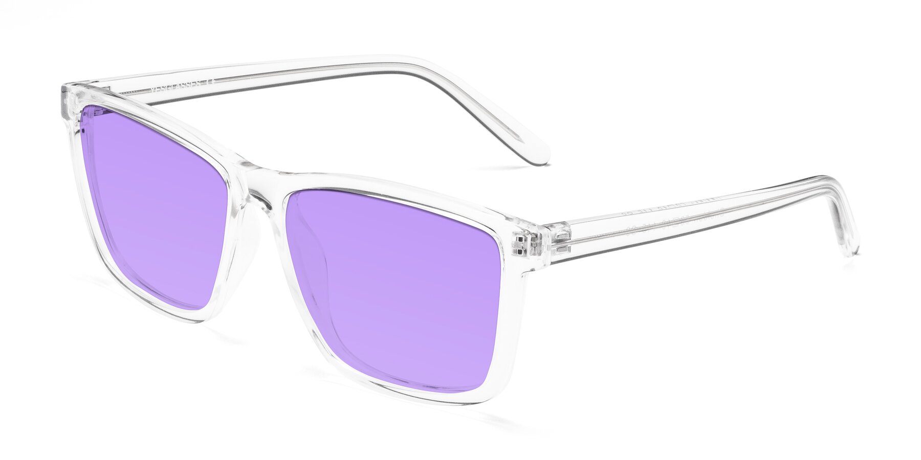 Angle of Sheldon in Clear with Medium Purple Tinted Lenses
