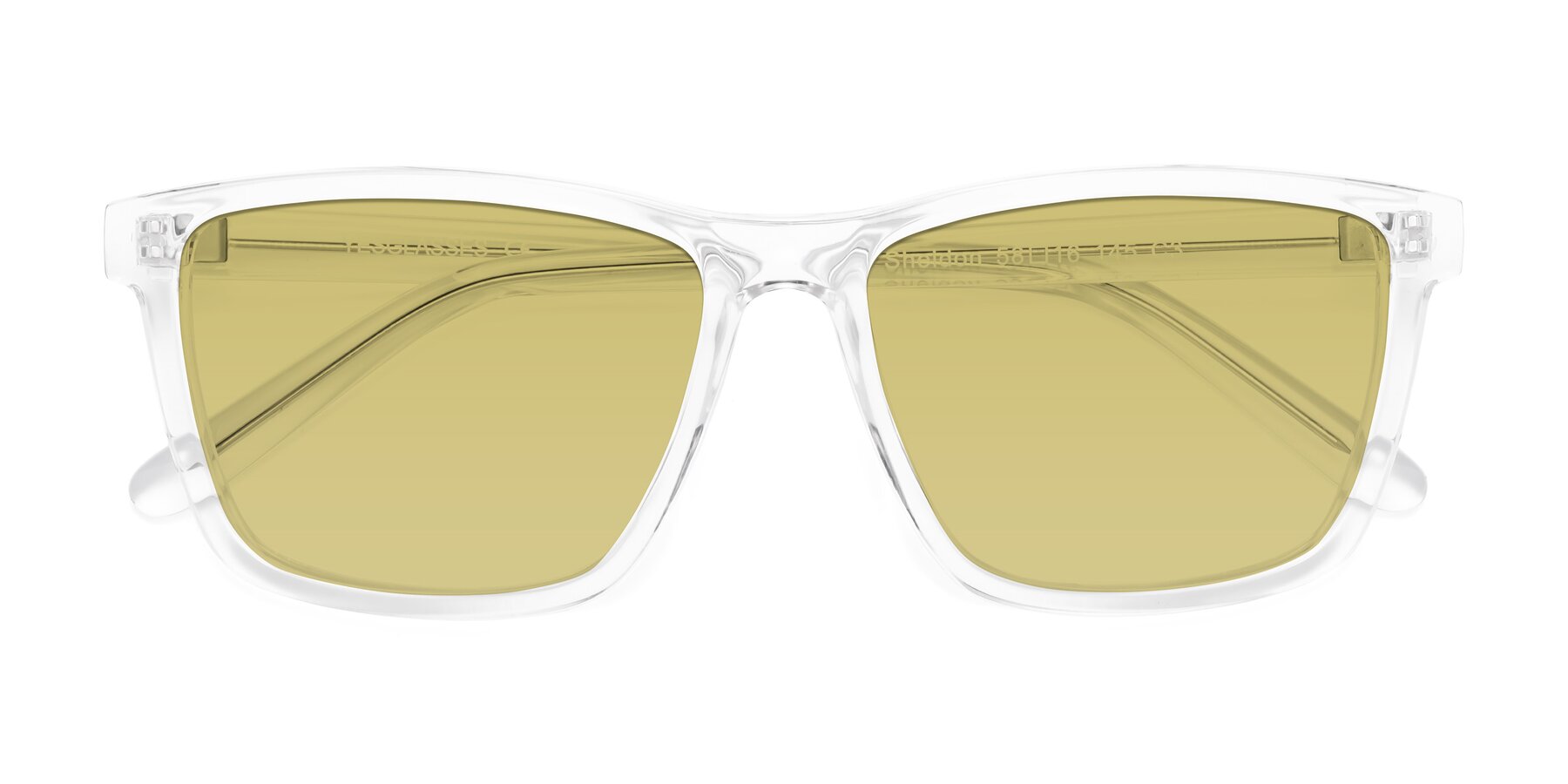 Folded Front of Sheldon in Clear with Medium Champagne Tinted Lenses