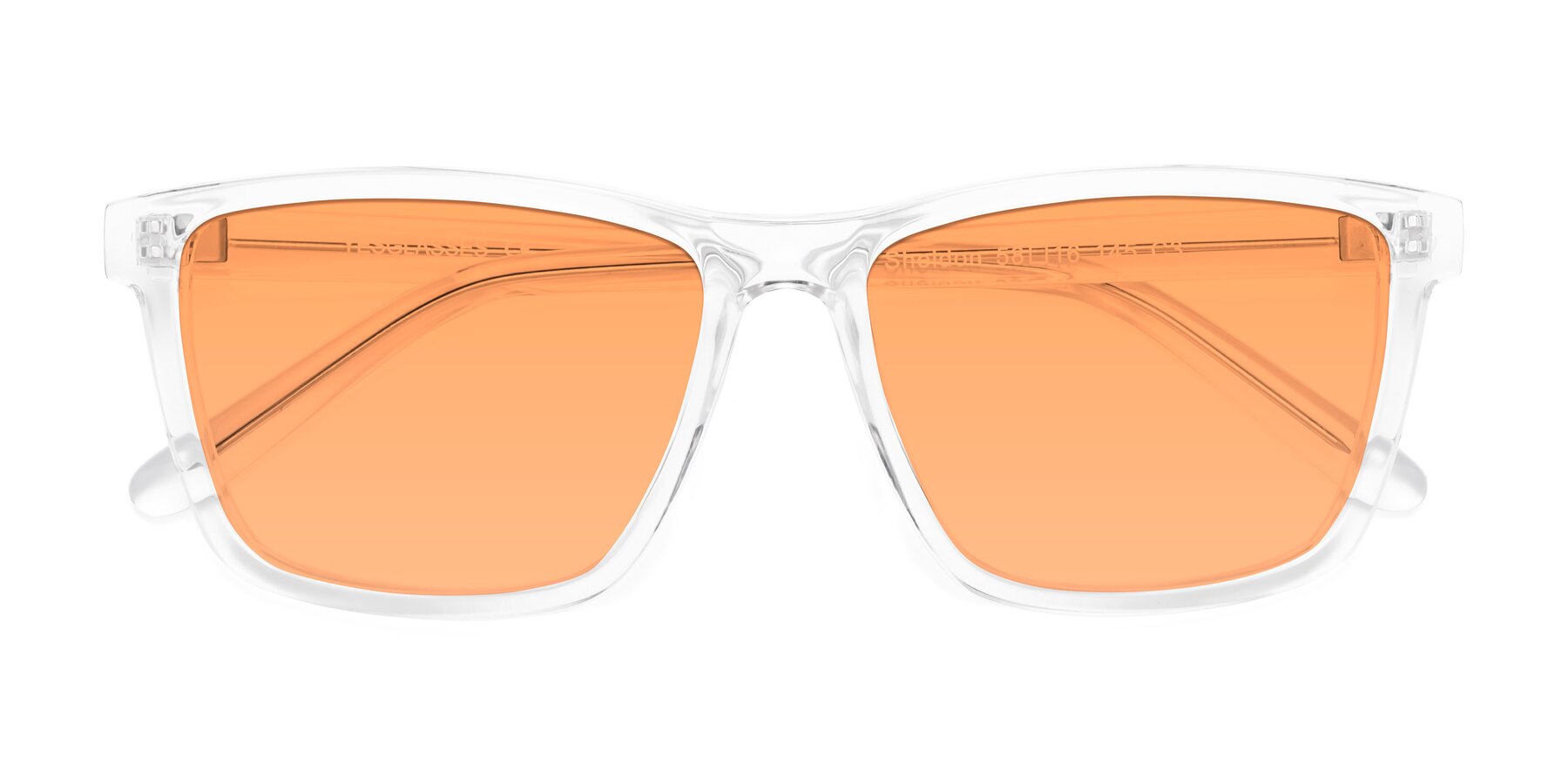 Folded Front of Sheldon in Clear with Medium Orange Tinted Lenses