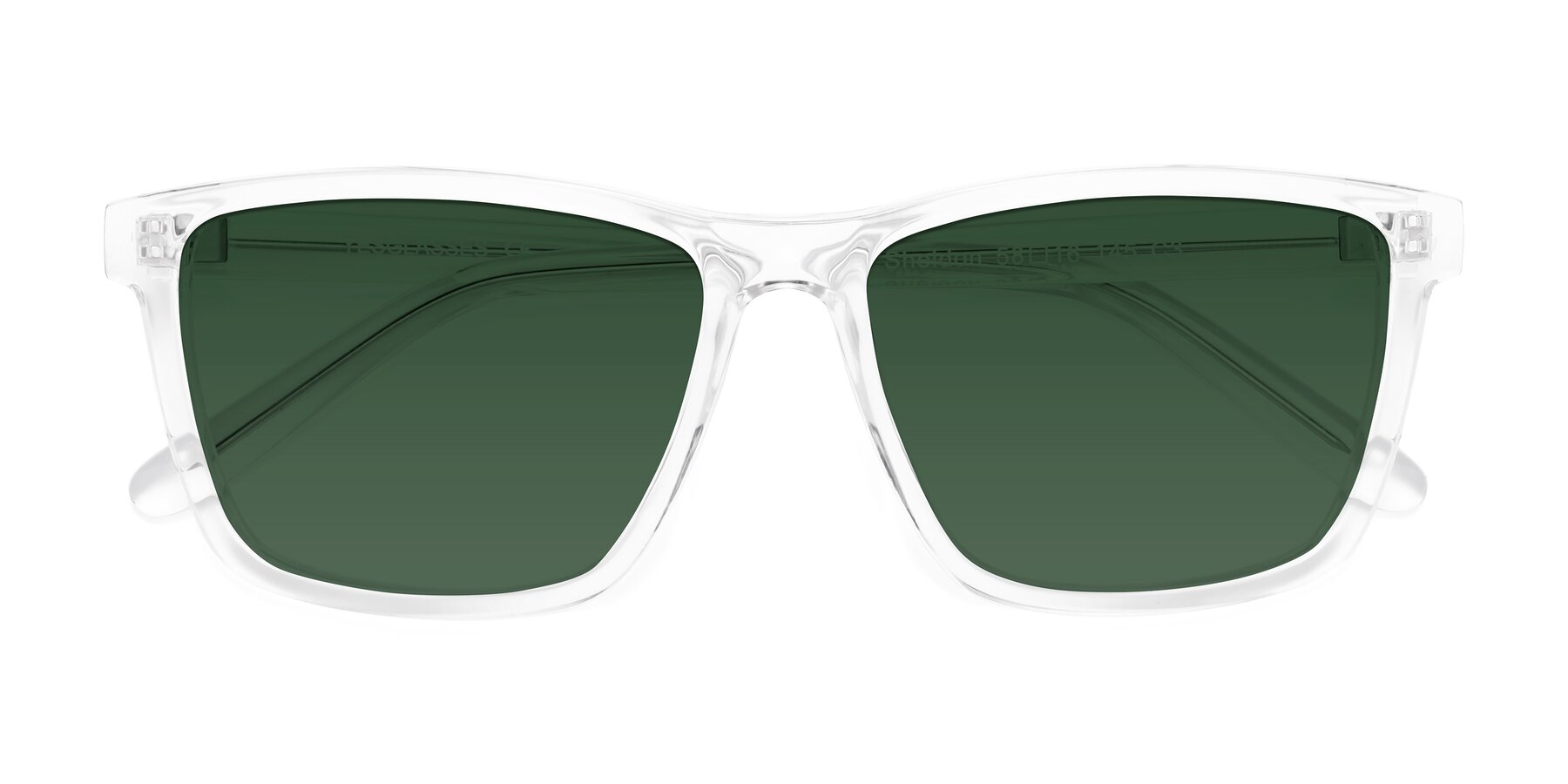 Folded Front of Sheldon in Clear with Green Tinted Lenses