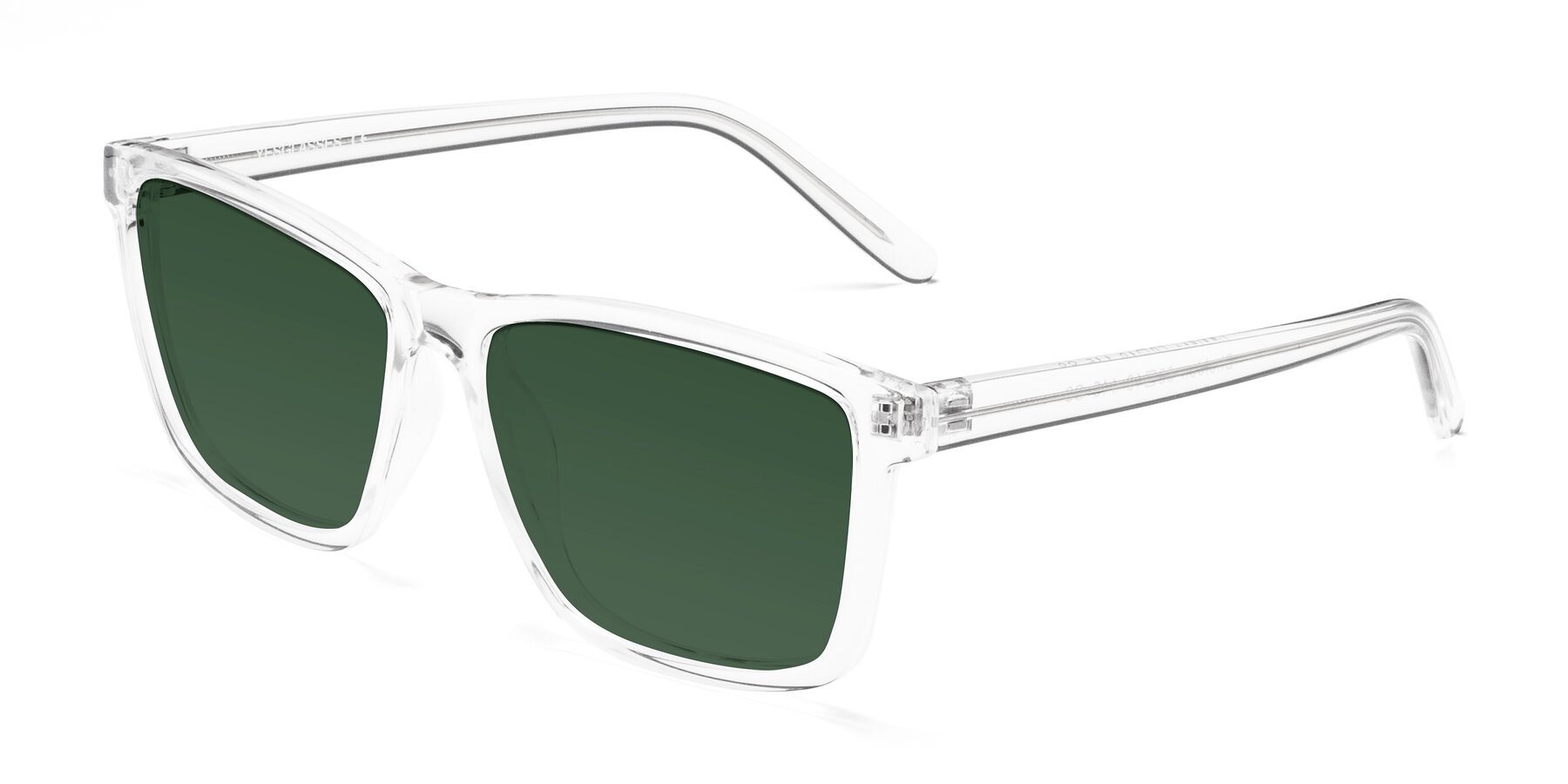 Angle of Sheldon in Clear with Green Tinted Lenses