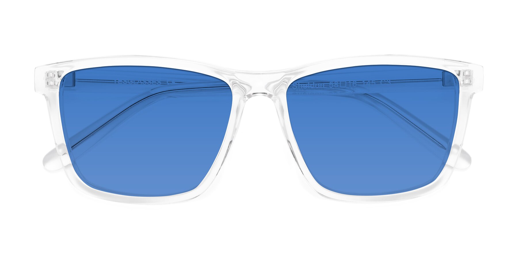 Folded Front of Sheldon in Clear with Blue Tinted Lenses