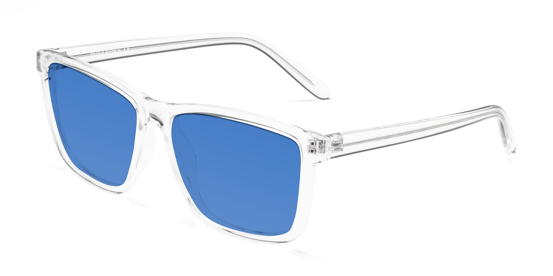 Angle of Sheldon in Clear with Blue Tinted Lenses