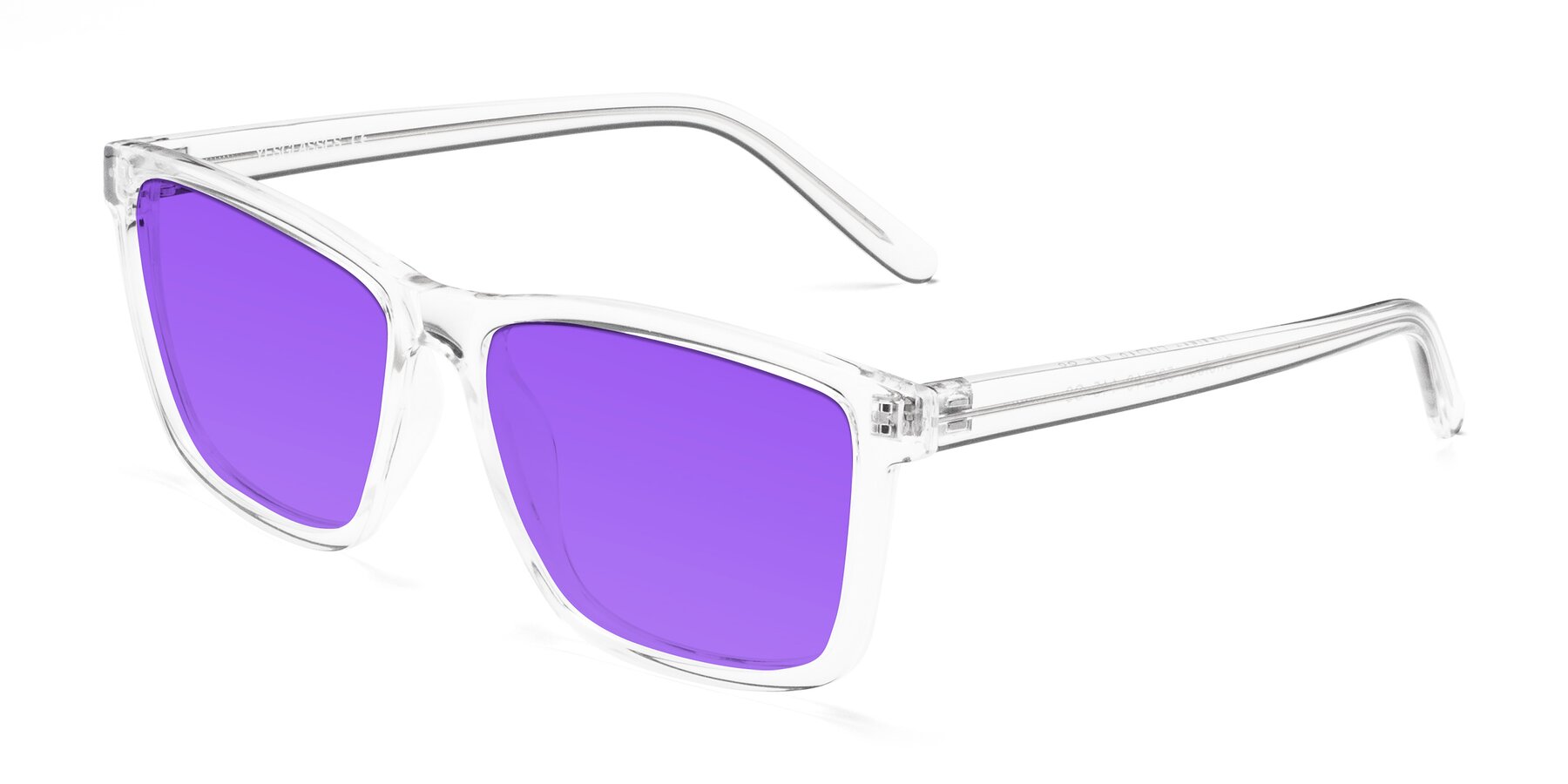 Angle of Sheldon in Clear with Purple Tinted Lenses