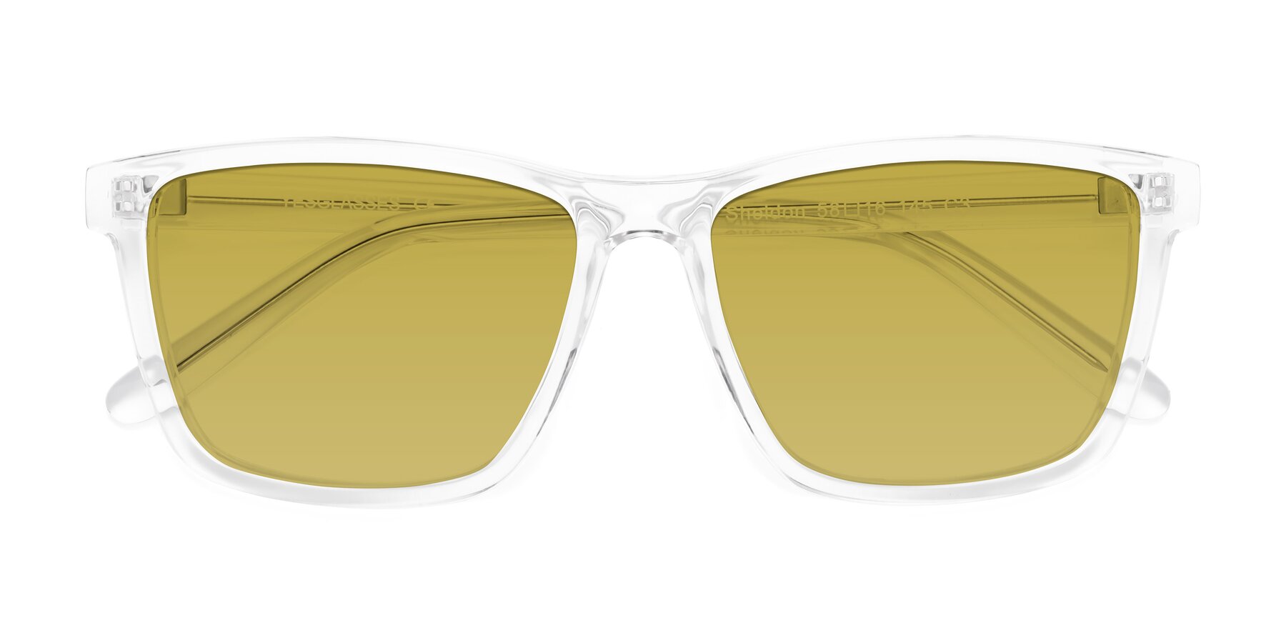 Folded Front of Sheldon in Clear with Champagne Tinted Lenses
