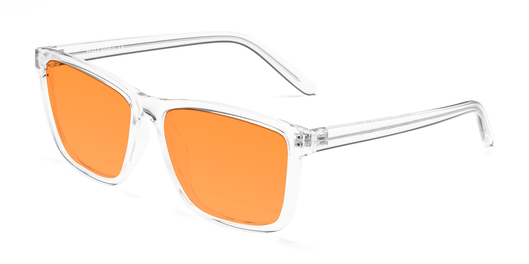 Angle of Sheldon in Clear with Orange Tinted Lenses