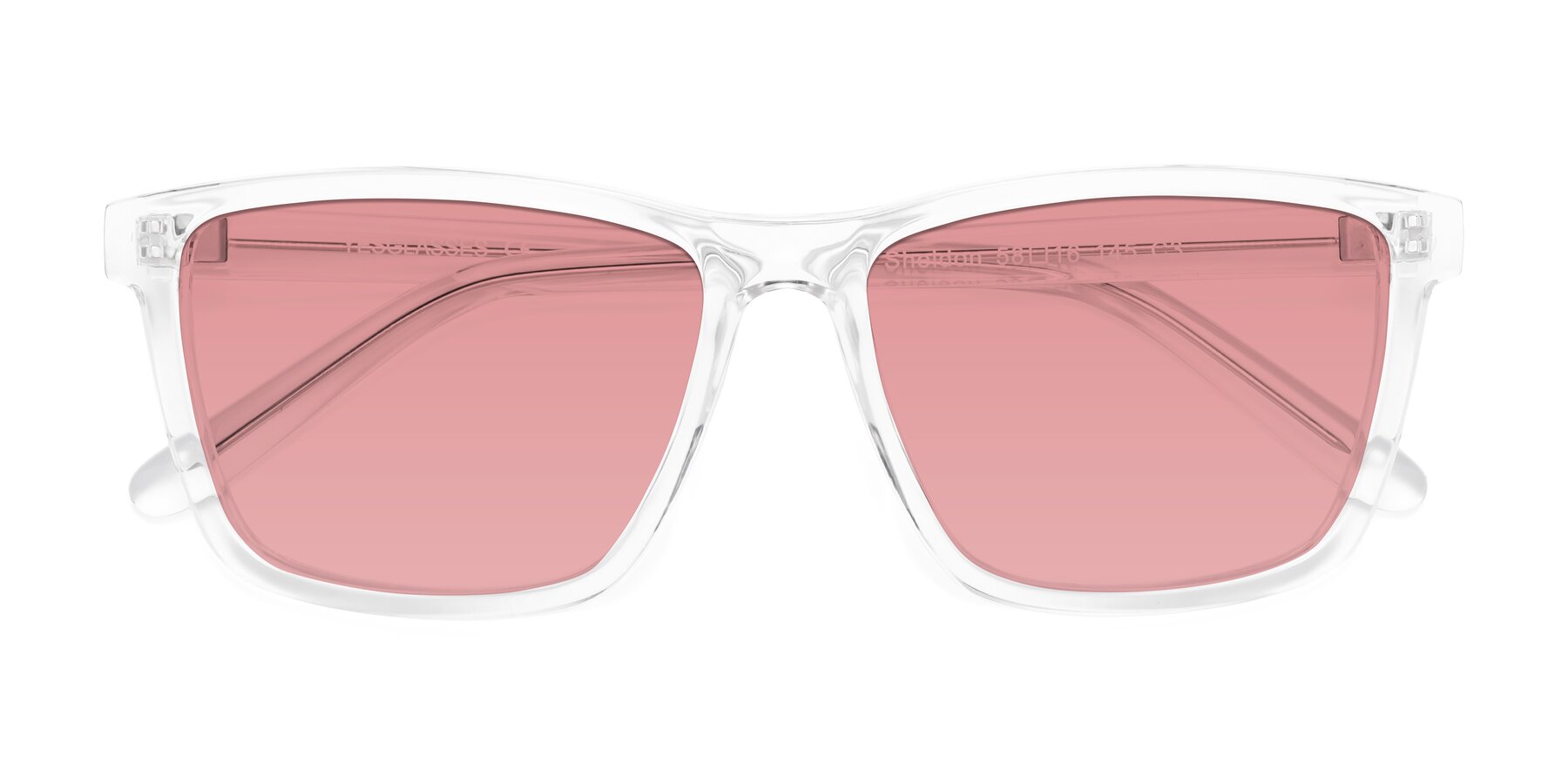 Folded Front of Sheldon in Clear with Medium Garnet Tinted Lenses