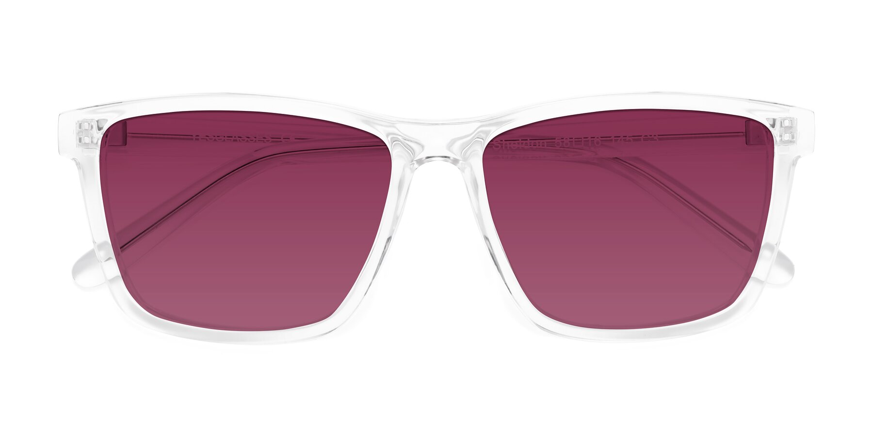 Folded Front of Sheldon in Clear with Wine Tinted Lenses