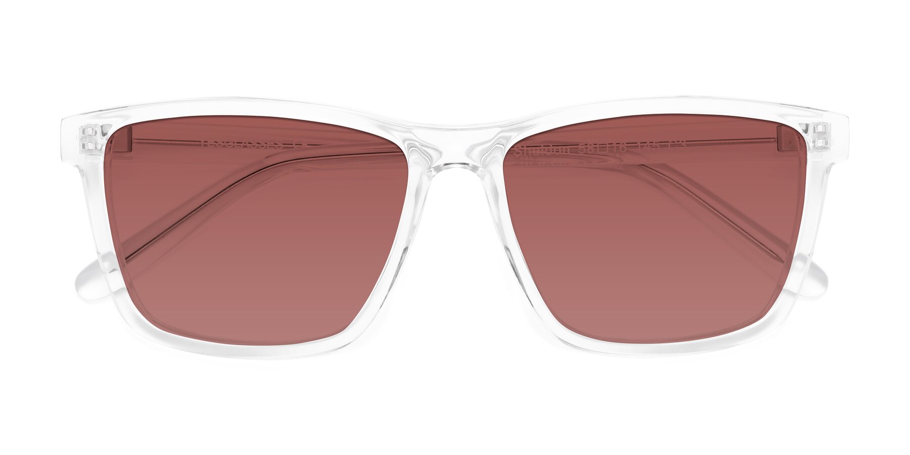 Folded Front of Sheldon in Clear with Garnet Tinted Lenses