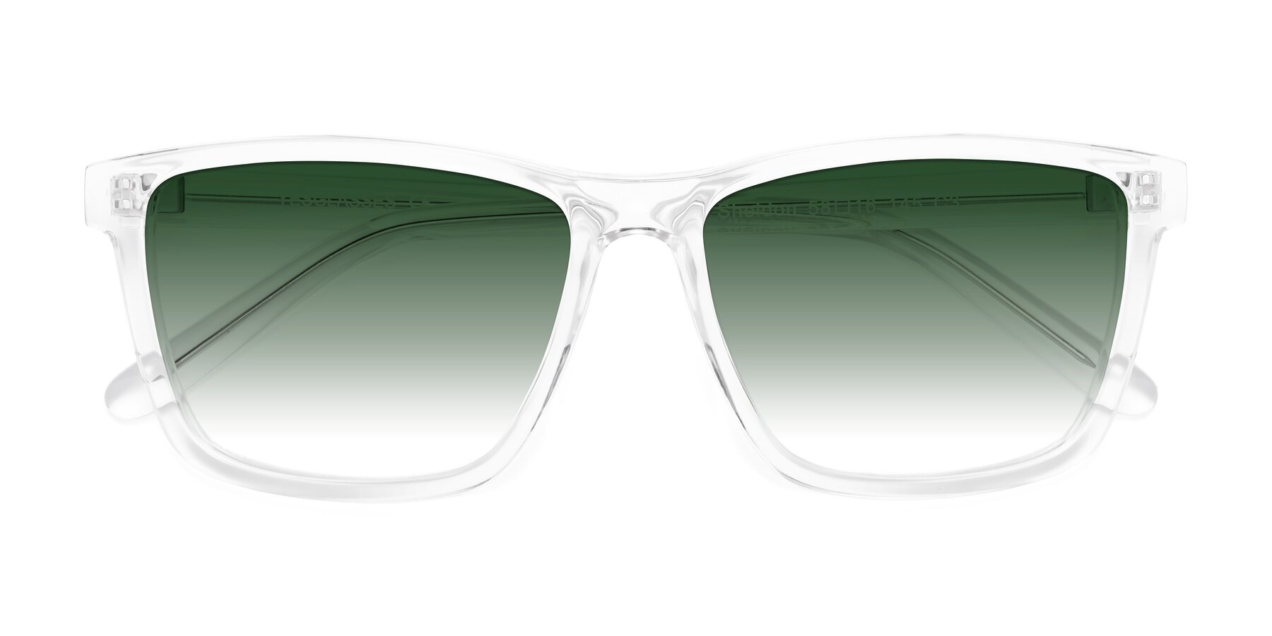 Folded Front of Sheldon in Clear with Green Gradient Lenses