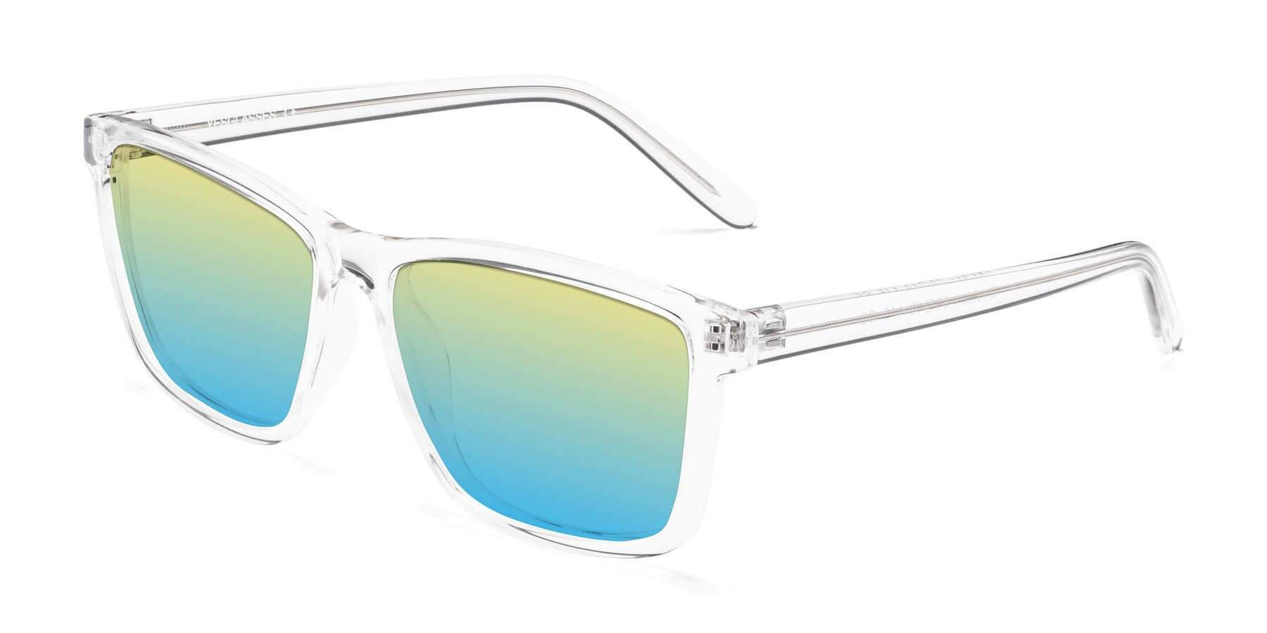 Angle of Sheldon in Clear with Yellow / Blue Gradient Lenses
