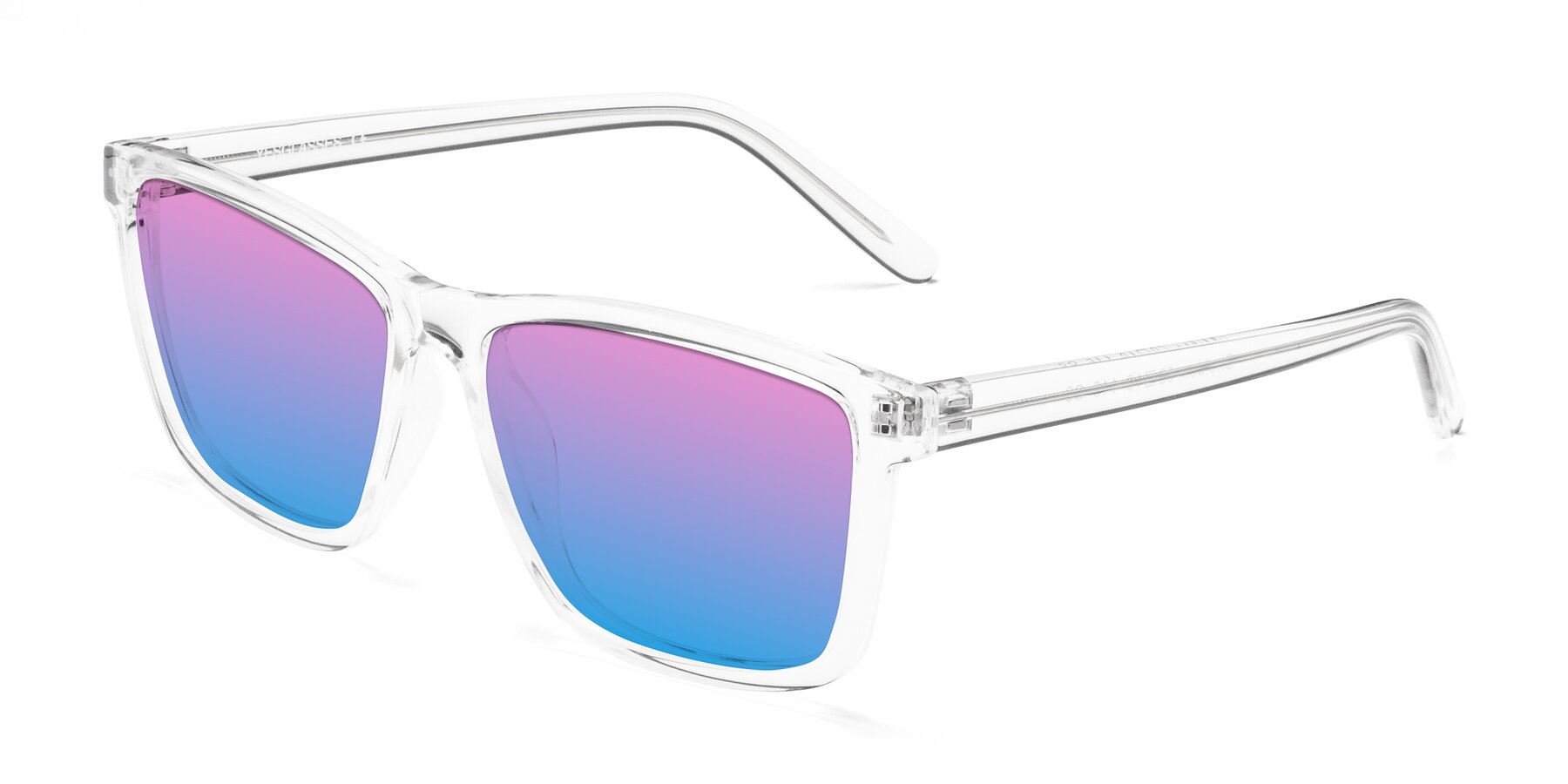 Angle of Sheldon in Clear with Pink / Blue Gradient Lenses