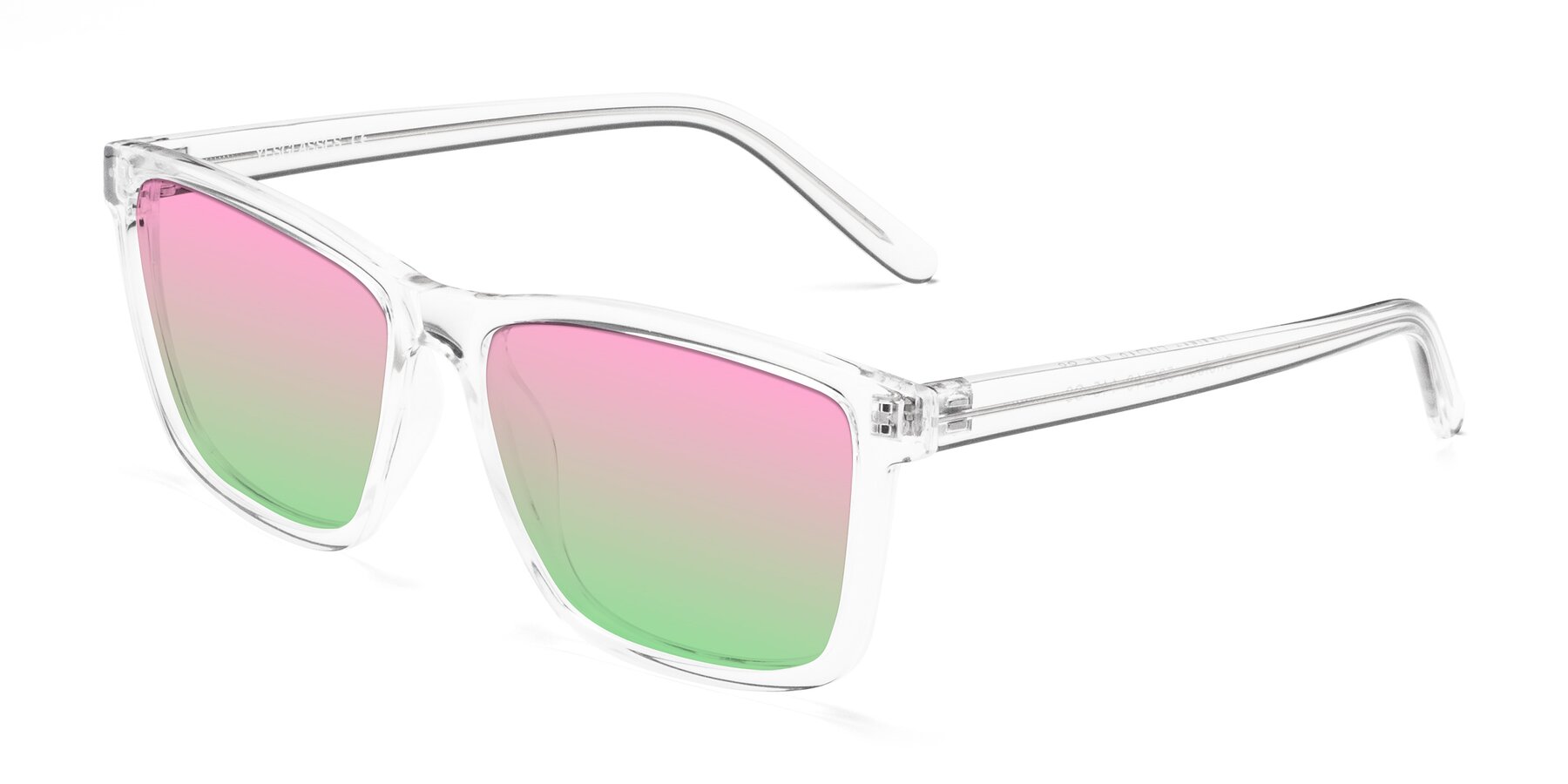 Angle of Sheldon in Clear with Pink / Green Gradient Lenses