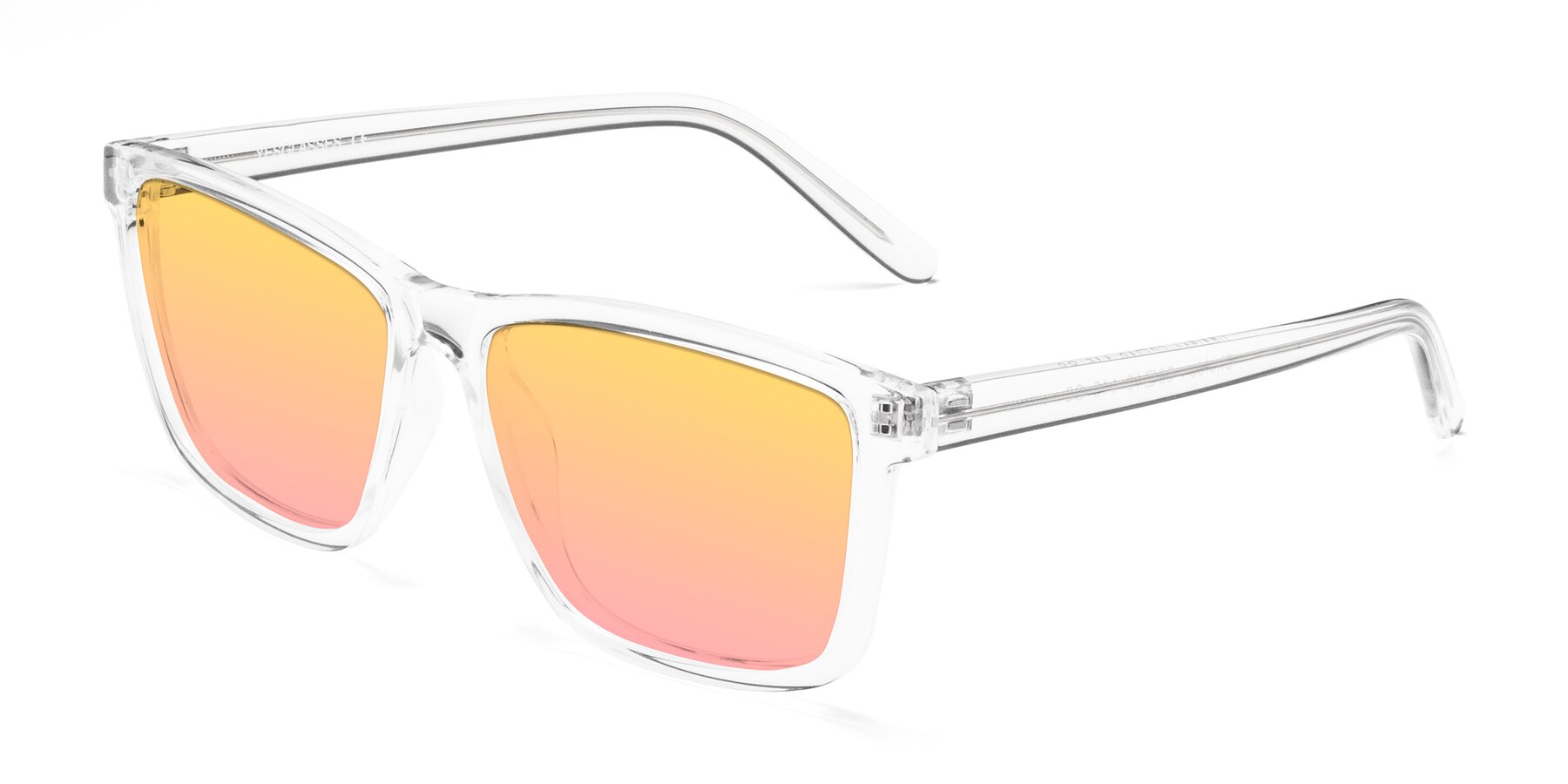 Angle of Sheldon in Clear with Yellow / Pink Gradient Lenses