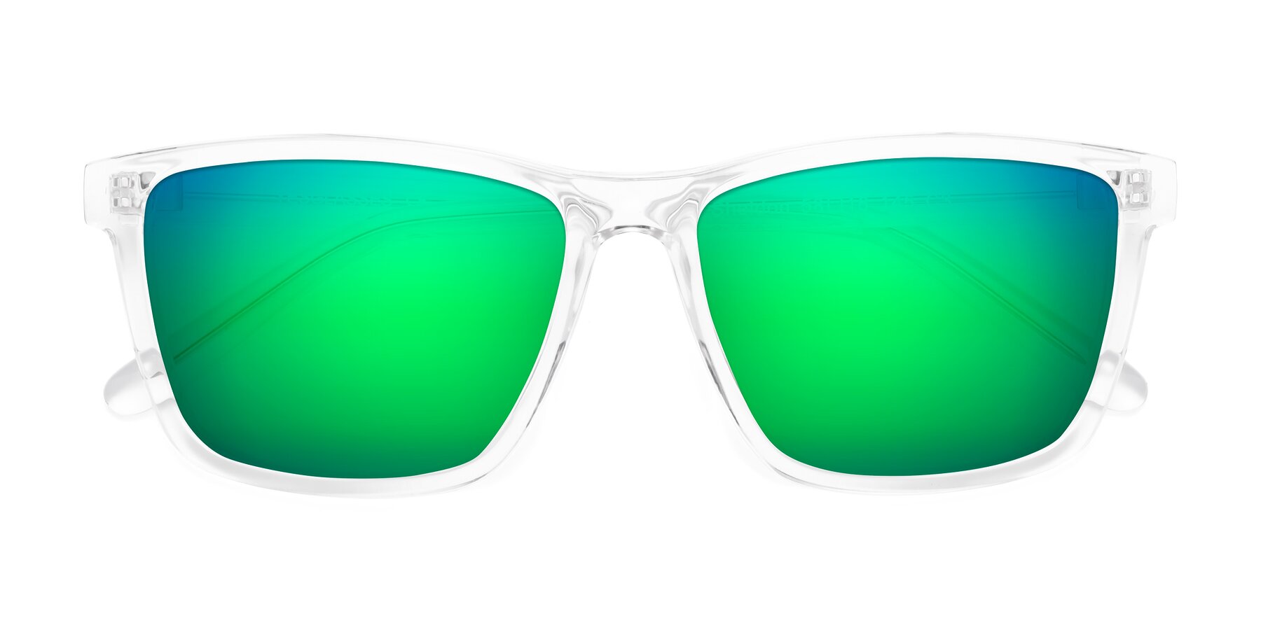 Folded Front of Sheldon in Clear with Green Mirrored Lenses
