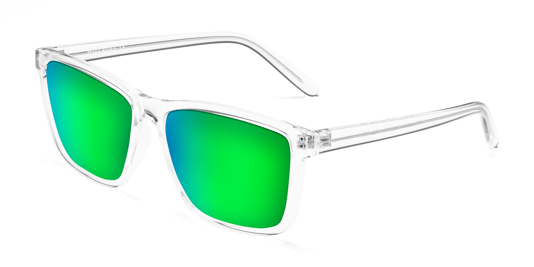 Angle of Sheldon in Clear with Green Mirrored Lenses