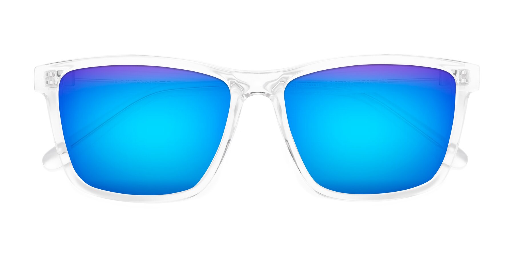 Folded Front of Sheldon in Clear with Blue Mirrored Lenses