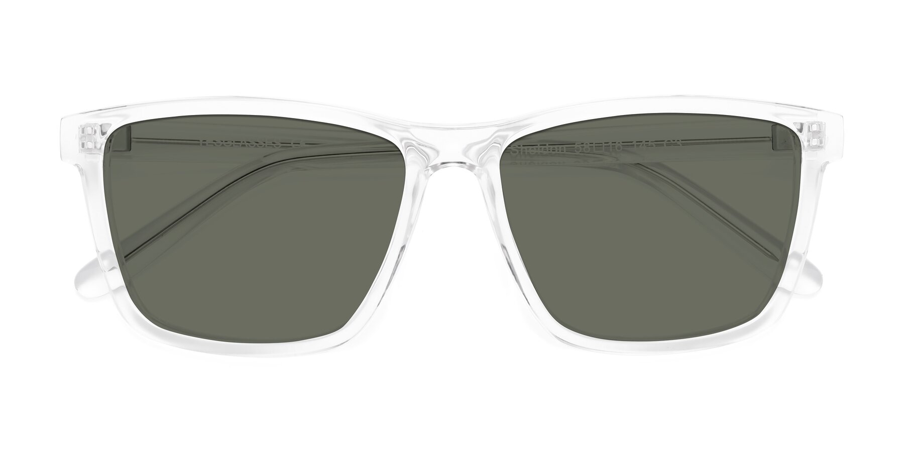 Folded Front of Sheldon in Clear with Gray Polarized Lenses