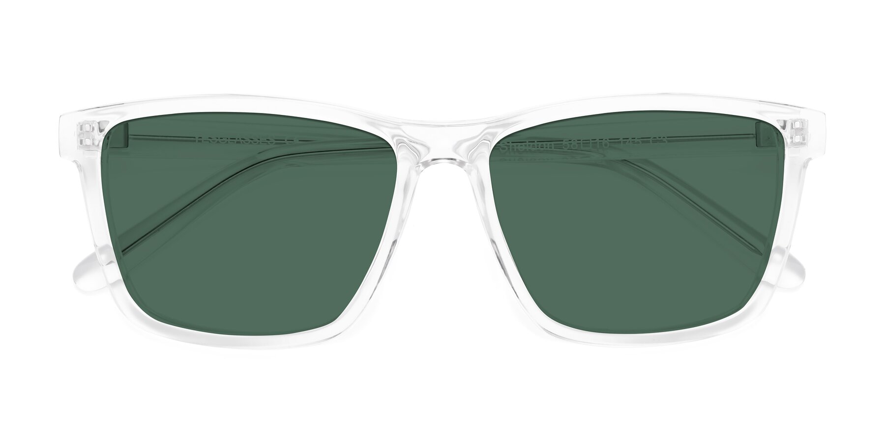 Folded Front of Sheldon in Clear with Green Polarized Lenses