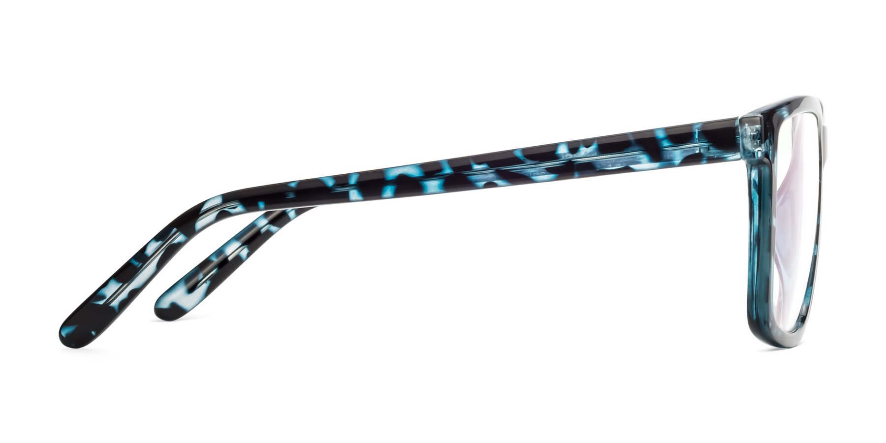 Side of Sheldon in Blue Tortoise with Clear Reading Eyeglass Lenses