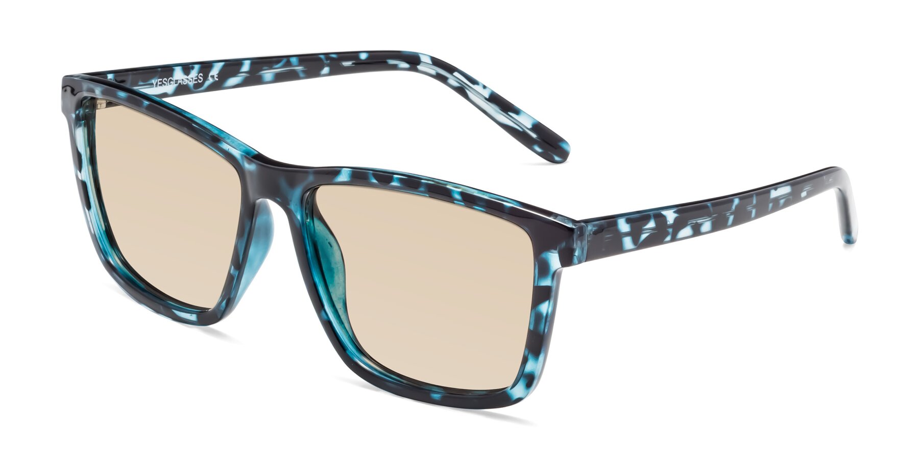 Angle of Sheldon in Blue Tortoise with Light Brown Tinted Lenses