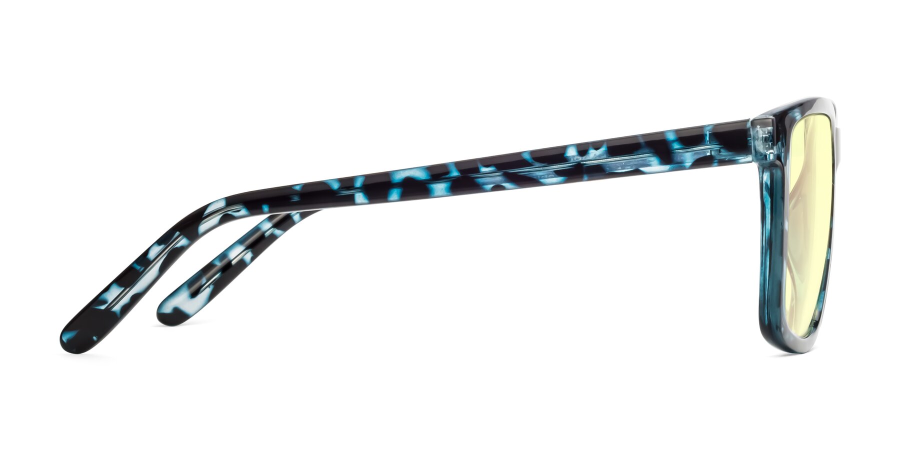 Side of Sheldon in Blue Tortoise with Light Yellow Tinted Lenses