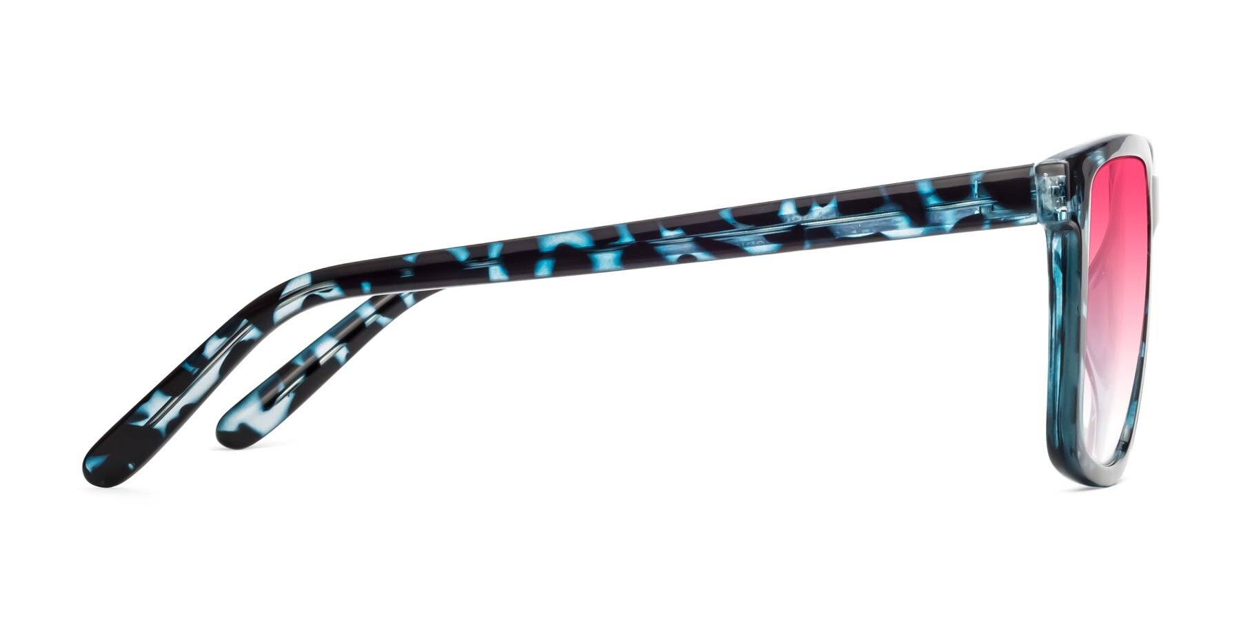 Side of Sheldon in Blue Tortoise with Pink Gradient Lenses