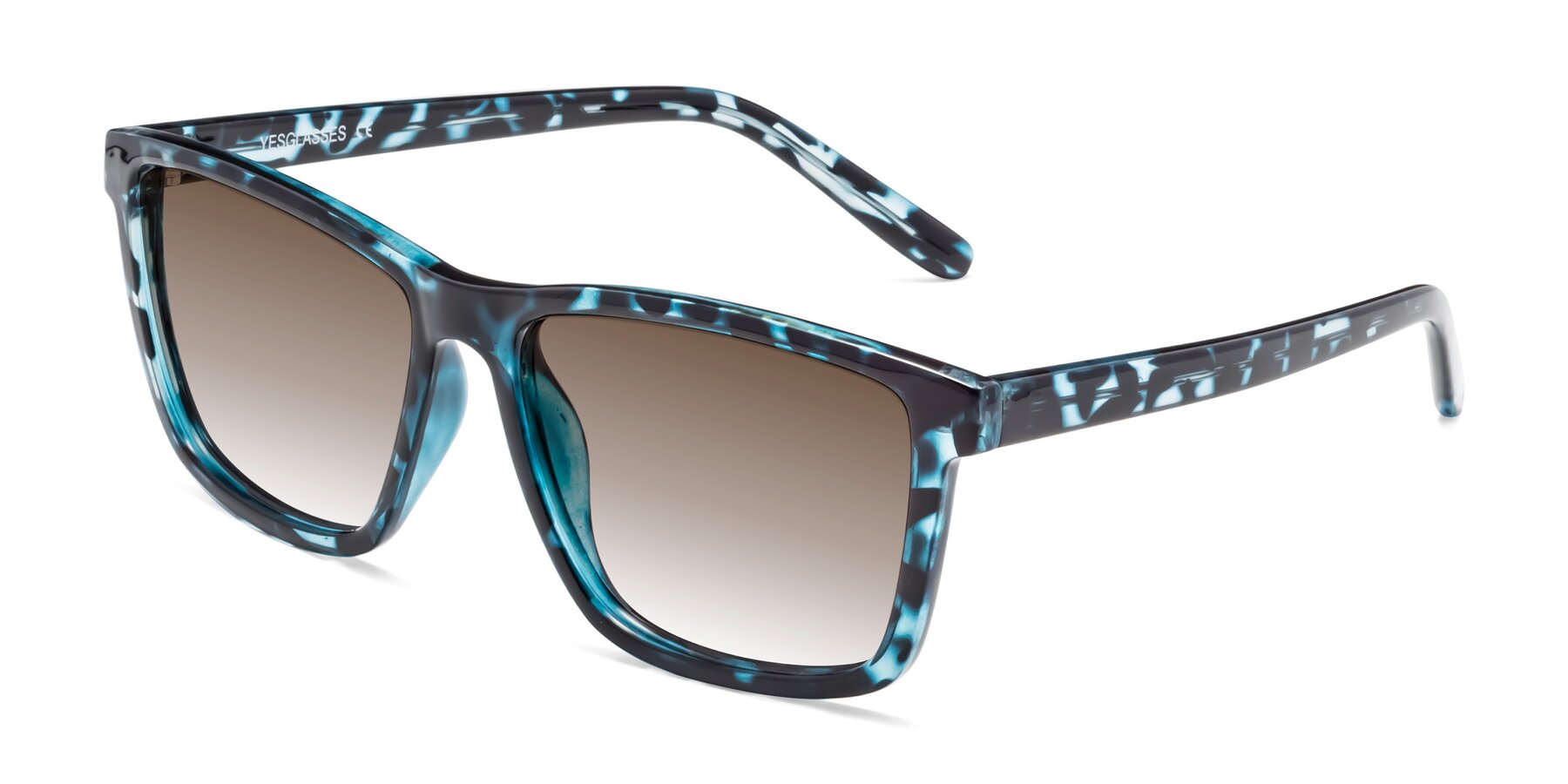 Angle of Sheldon in Blue Tortoise with Brown Gradient Lenses