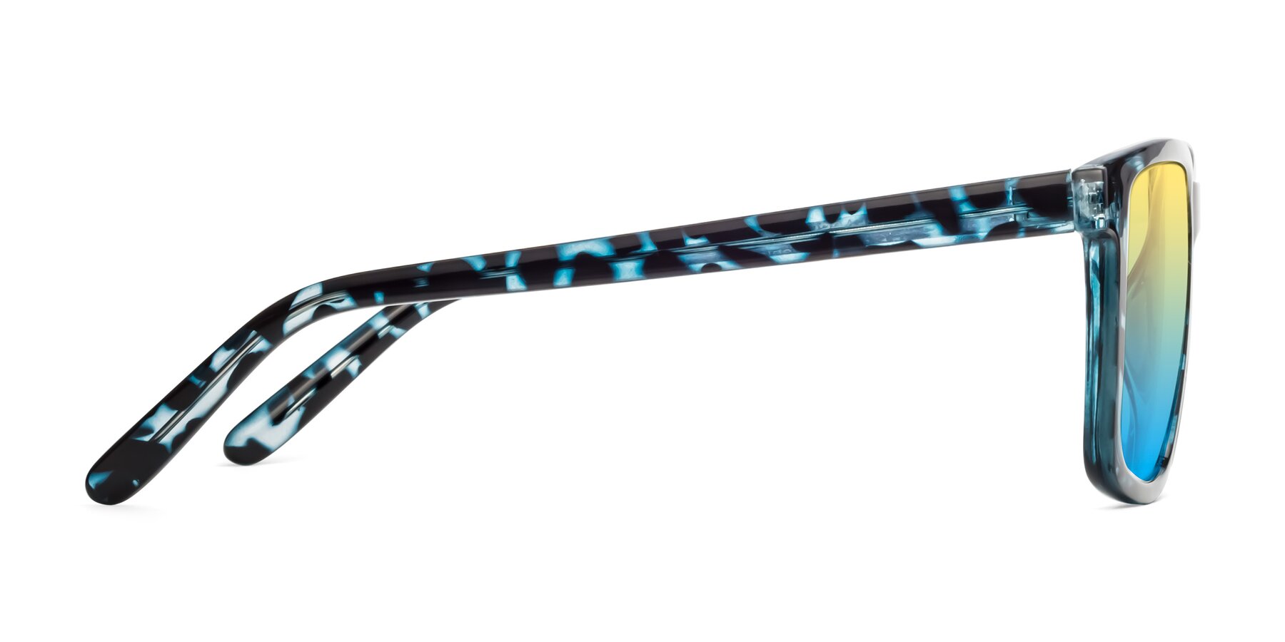 Side of Sheldon in Blue Tortoise with Yellow / Blue Gradient Lenses