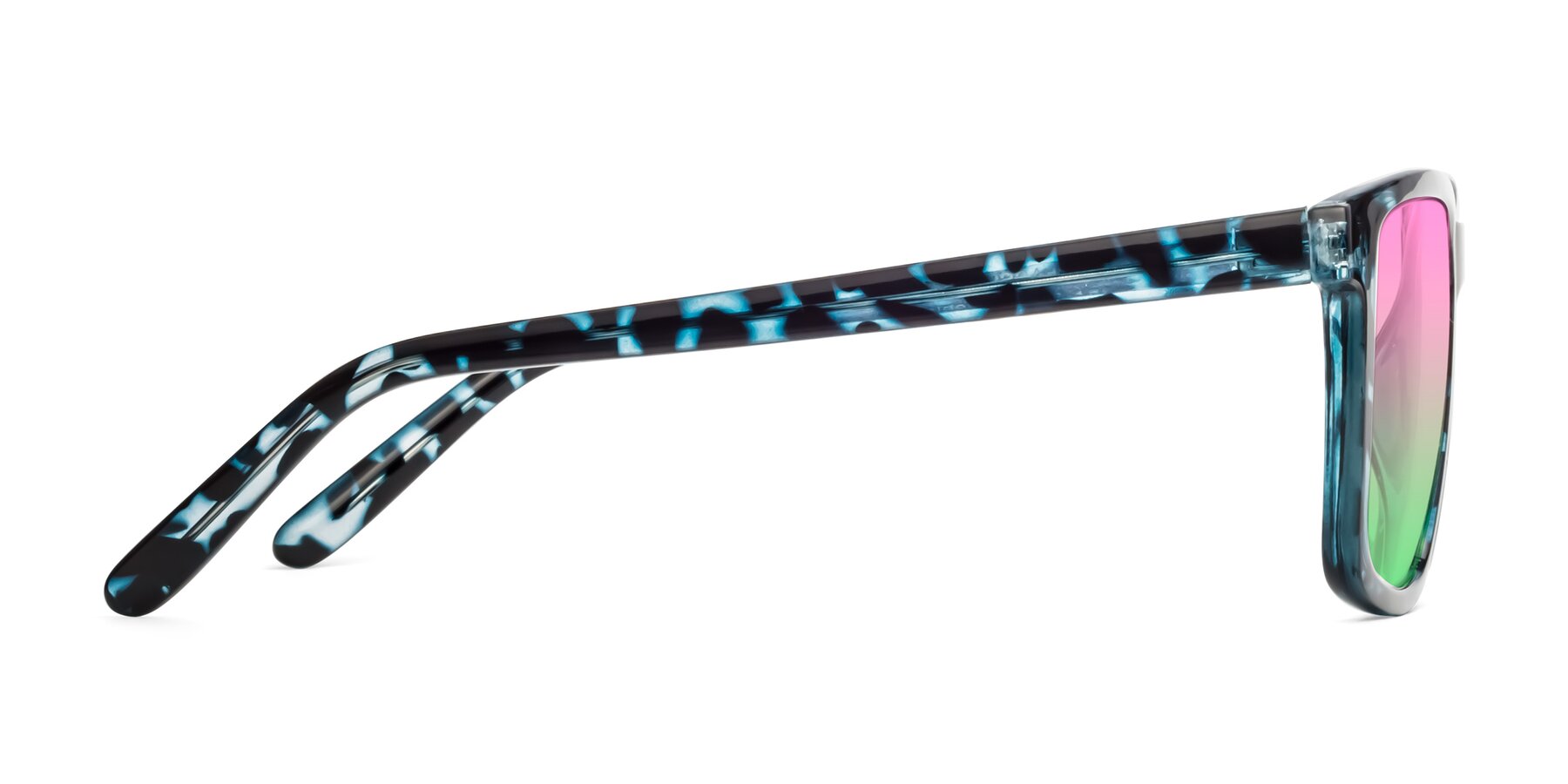 Side of Sheldon in Blue Tortoise with Pink / Green Gradient Lenses