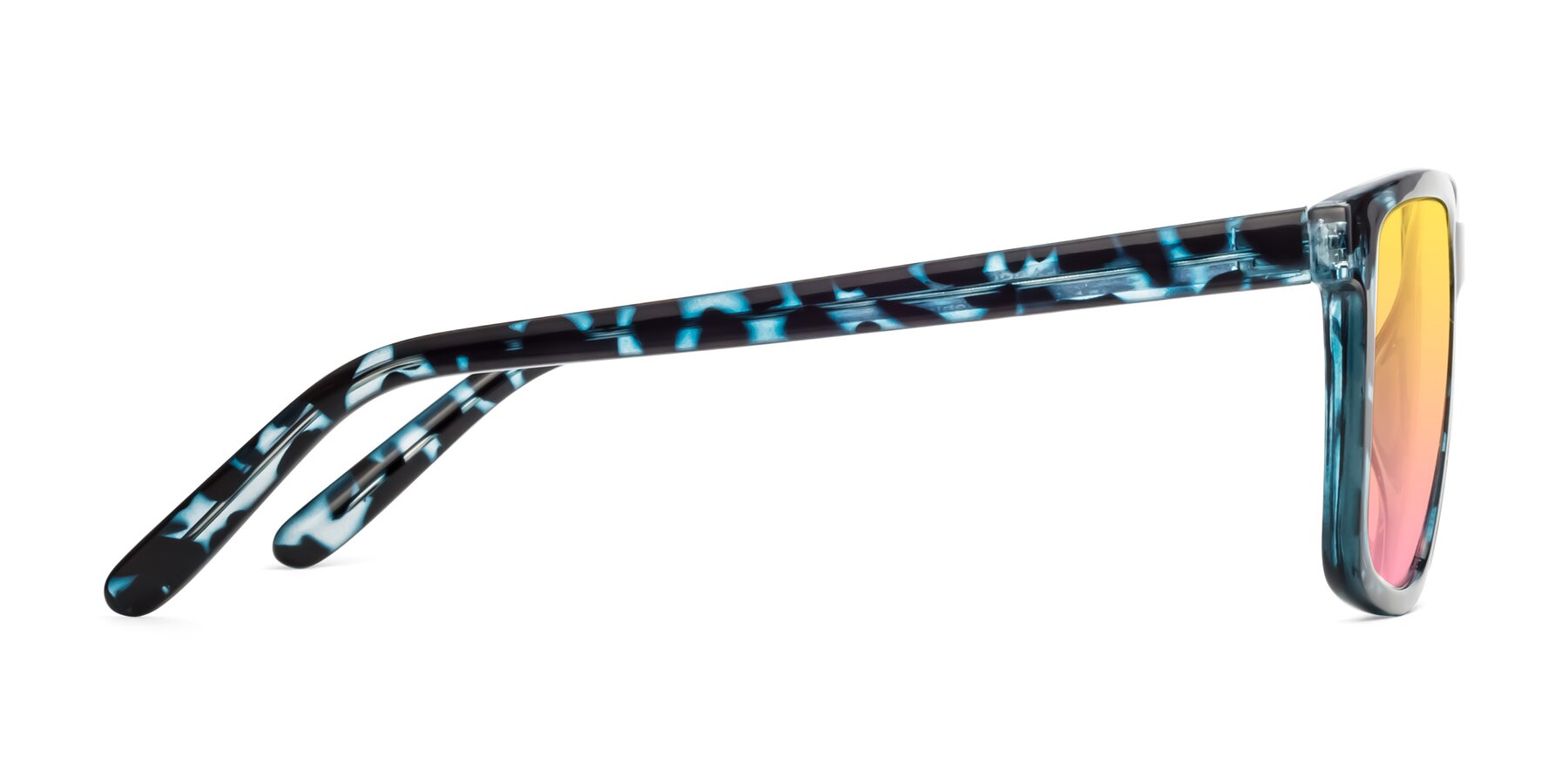 Side of Sheldon in Blue Tortoise with Yellow / Pink Gradient Lenses