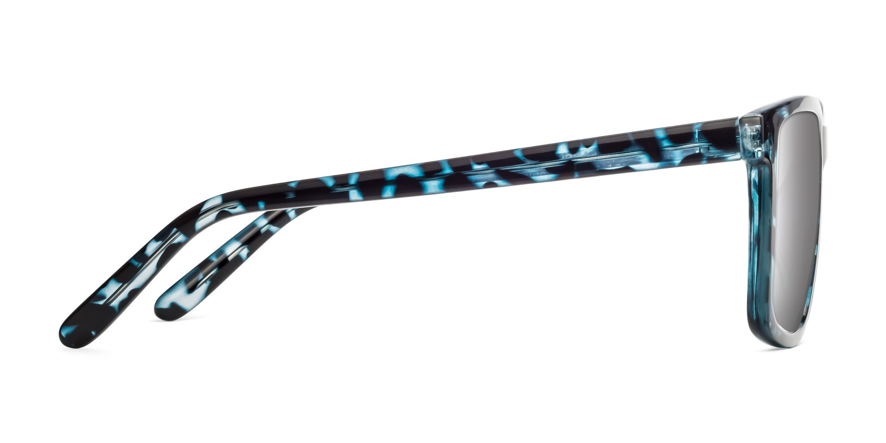 Side of Sheldon in Blue Tortoise with Silver Mirrored Lenses