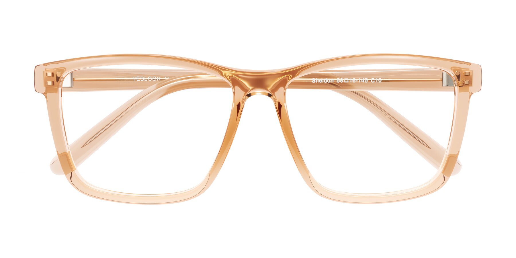 Folded Front of Sheldon in Amber with Clear Eyeglass Lenses