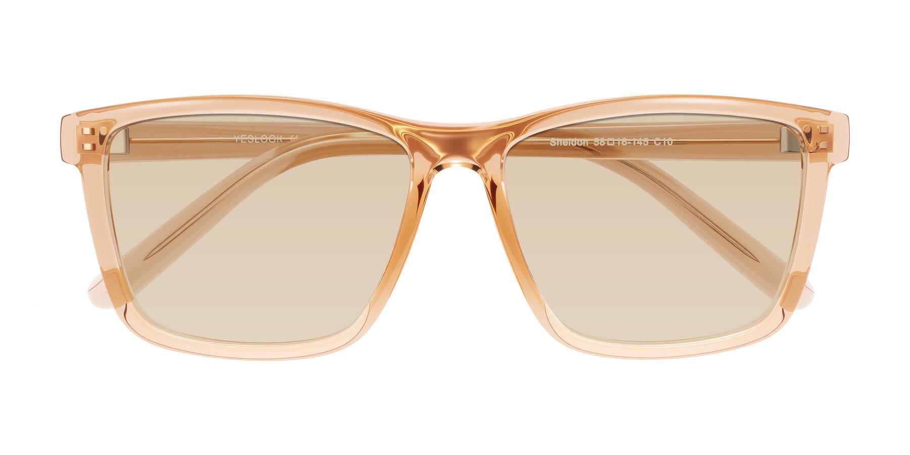 Folded Front of Sheldon in Amber with Light Brown Tinted Lenses