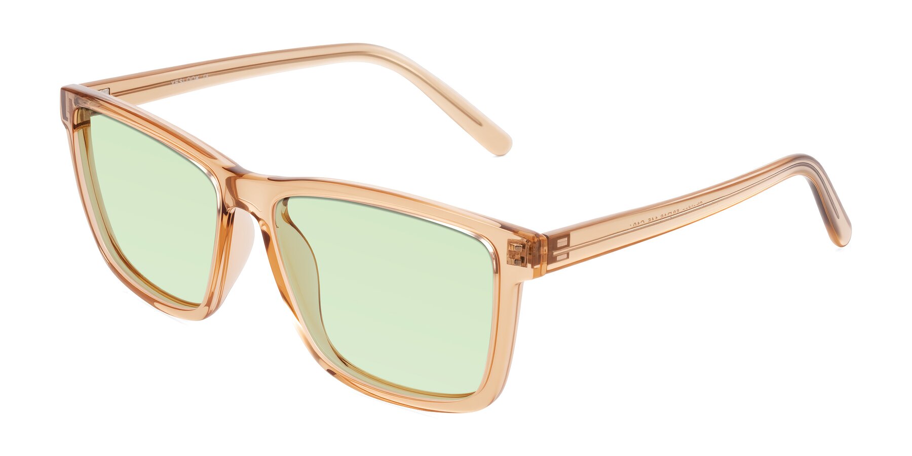 Angle of Sheldon in Amber with Light Green Tinted Lenses