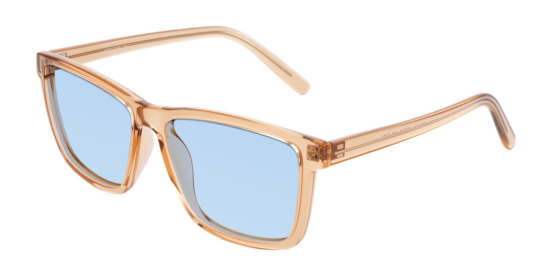 Angle of Sheldon in Amber with Light Blue Tinted Lenses