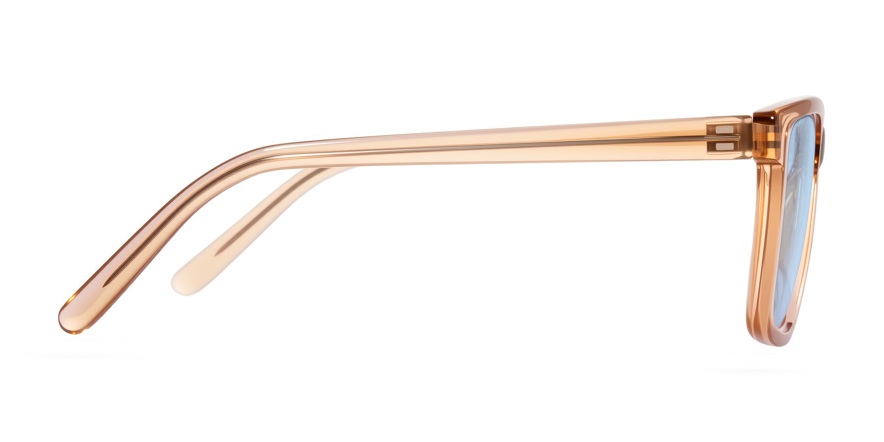 Side of Sheldon in Amber with Light Blue Tinted Lenses