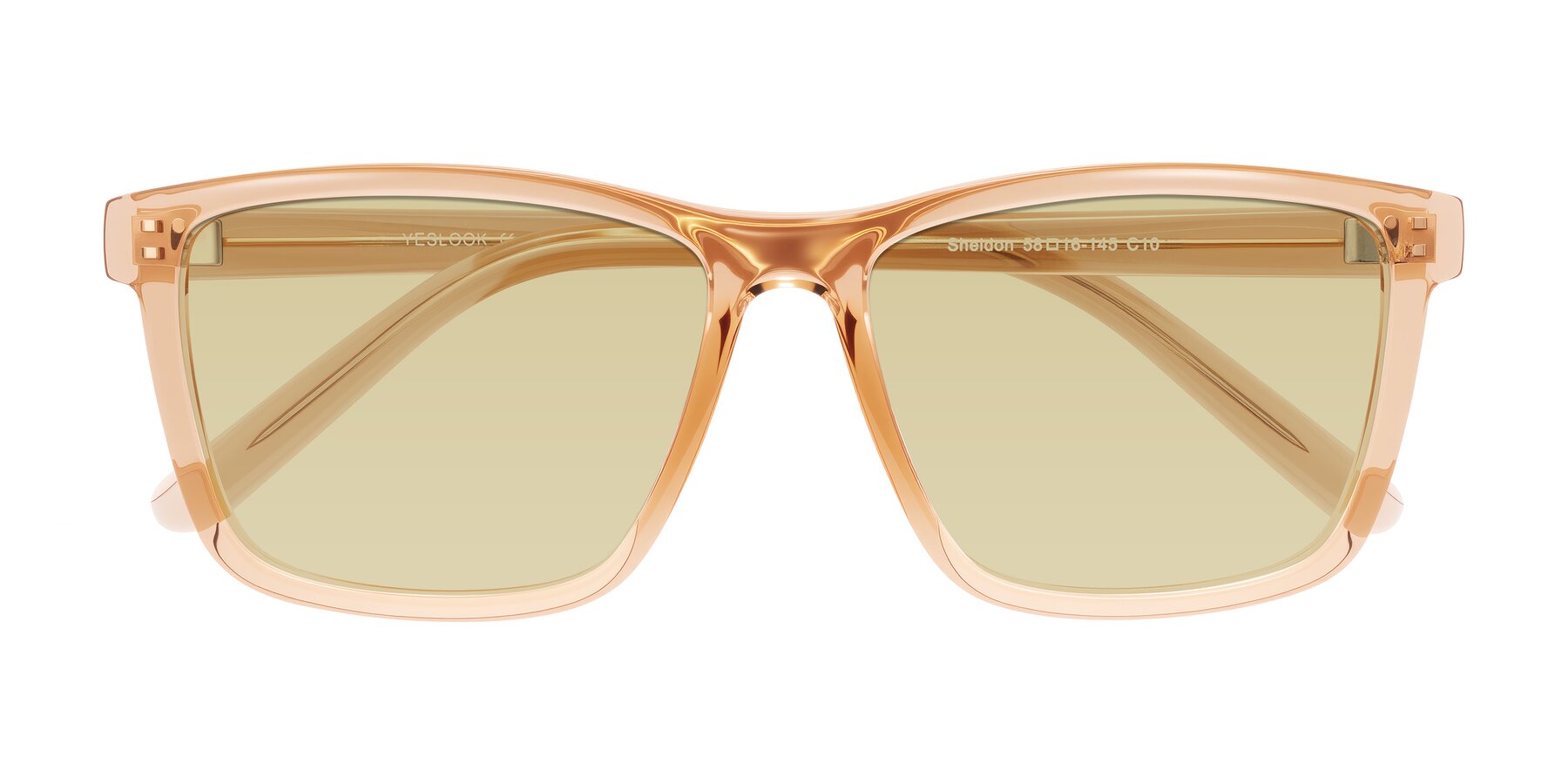Folded Front of Sheldon in Amber with Light Champagne Tinted Lenses