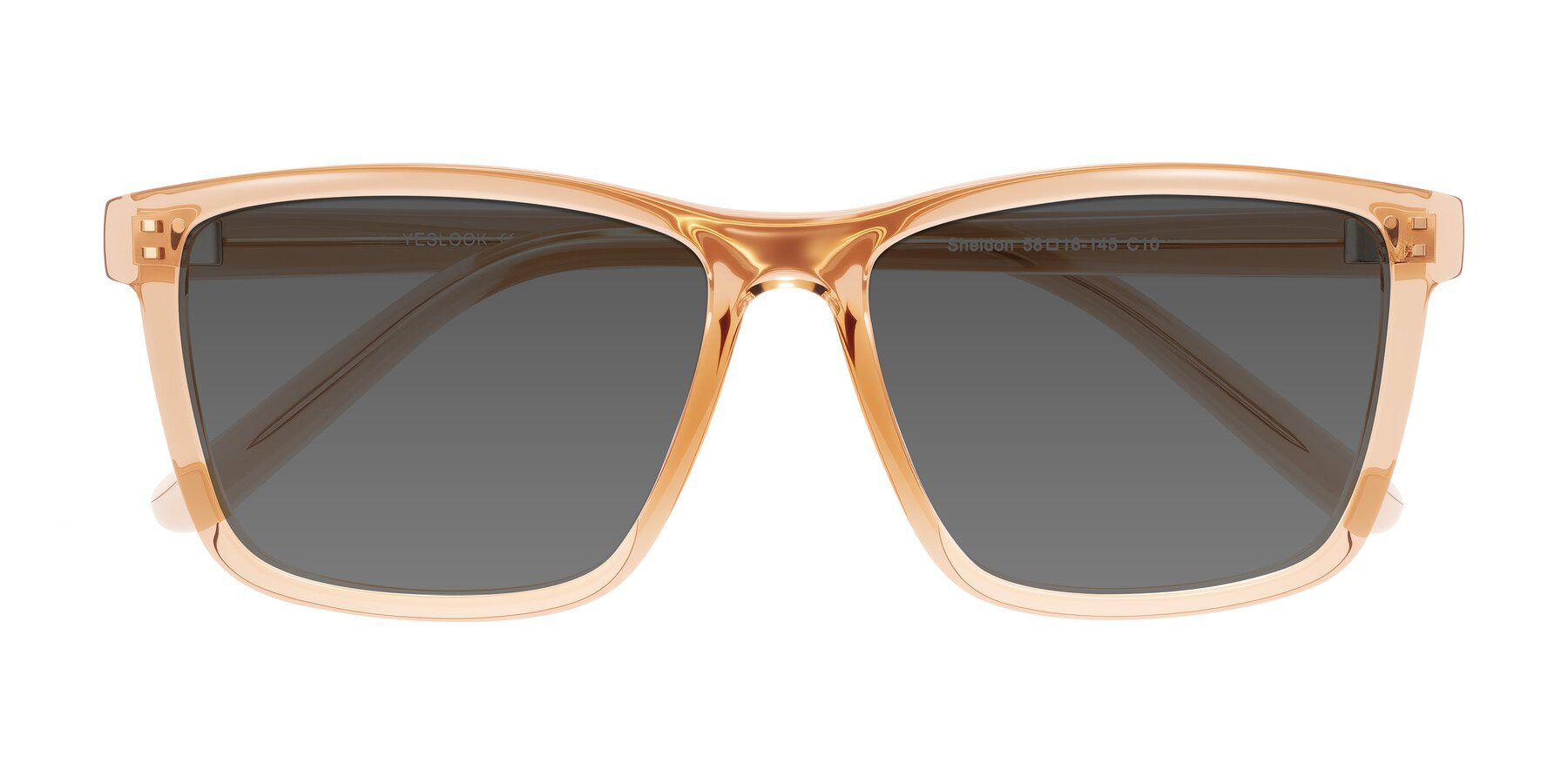 Folded Front of Sheldon in Amber with Medium Gray Tinted Lenses