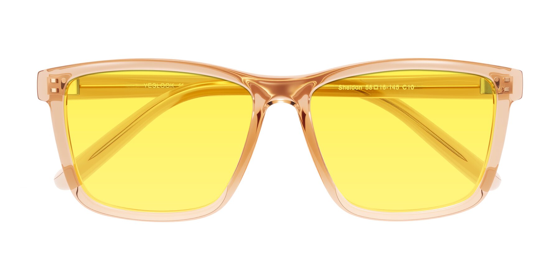 Folded Front of Sheldon in Amber with Medium Yellow Tinted Lenses