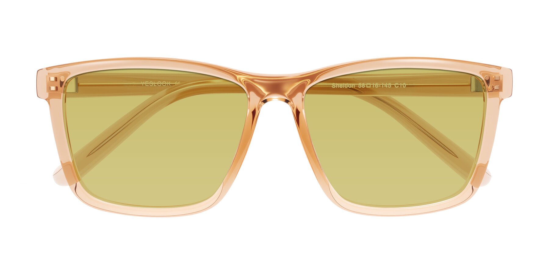 Folded Front of Sheldon in Amber with Medium Champagne Tinted Lenses