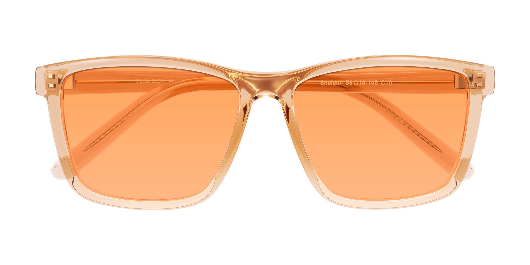 Folded Front of Sheldon in Amber with Medium Orange Tinted Lenses