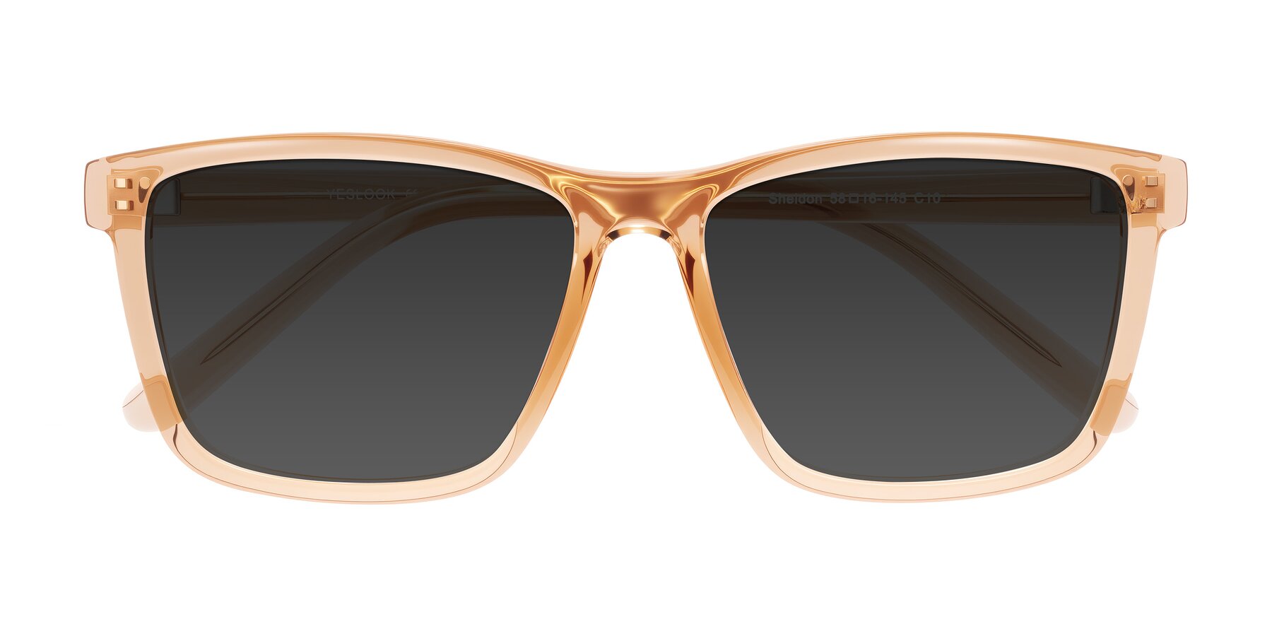 Folded Front of Sheldon in Amber with Gray Tinted Lenses