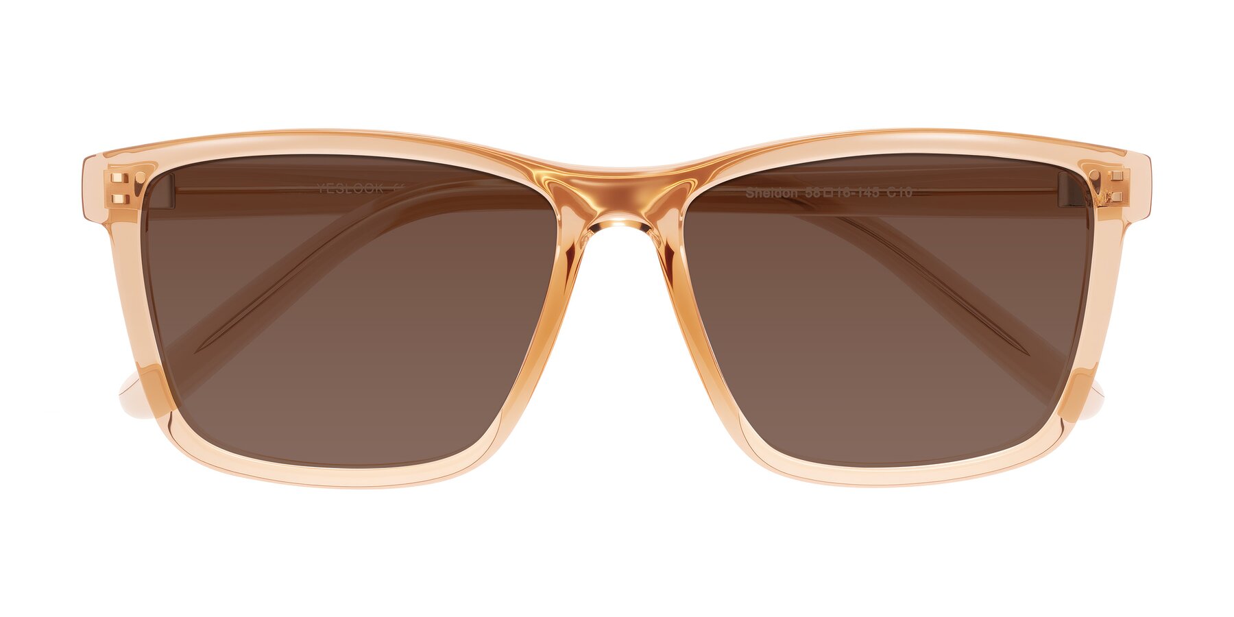 Folded Front of Sheldon in Amber with Brown Tinted Lenses