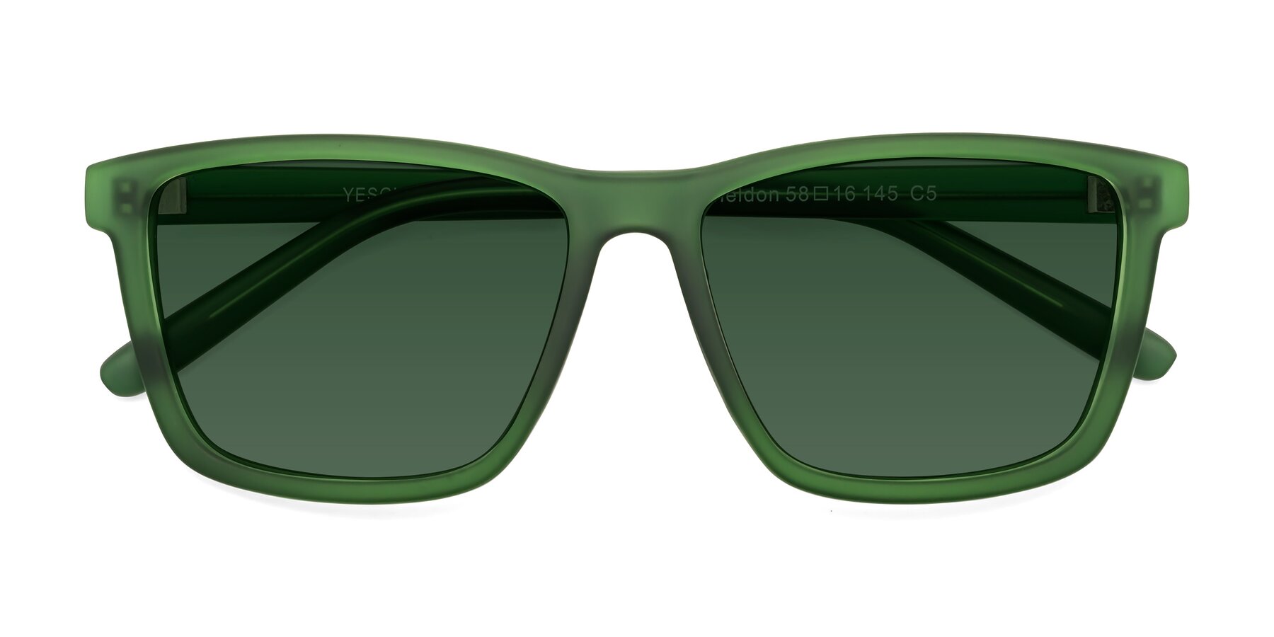 Folded Front of Sheldon in Green with Green Tinted Lenses