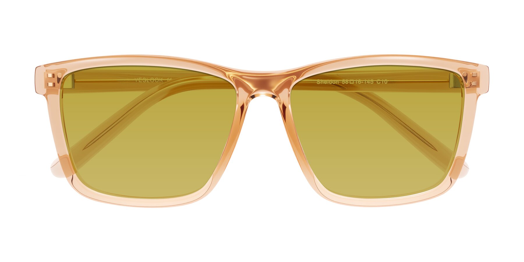 Folded Front of Sheldon in Amber with Champagne Tinted Lenses