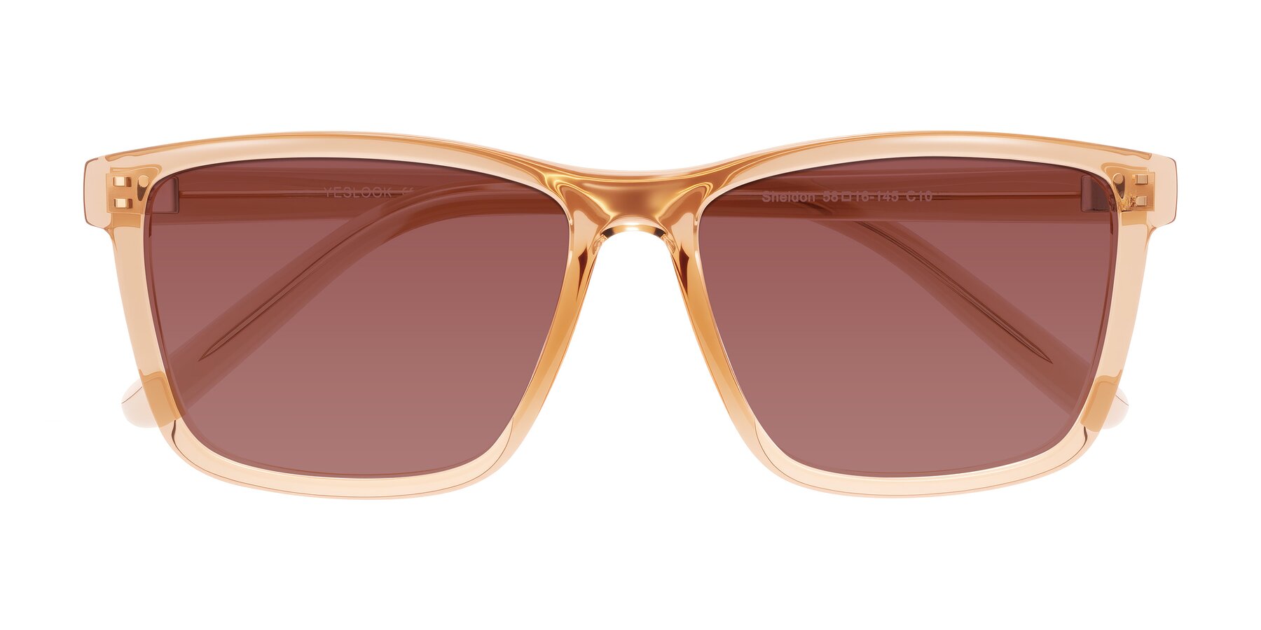 Folded Front of Sheldon in Amber with Garnet Tinted Lenses